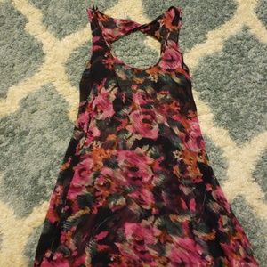 SHEER  FLORAL HI-LOW tank top
